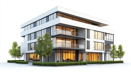 Fototapeta premium Modern architectural building with large windows and elegant design for urban living