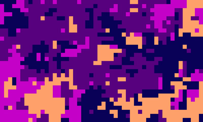 Abstract pixel art background. Vibrant purple, pink, and orange hues create a dynamic, energetic texture. Ideal for digital design, websites, presentations, and more.