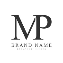 MP trendy logotype template. Initial letter m and p classic font style. Creative logo for company name or identity.