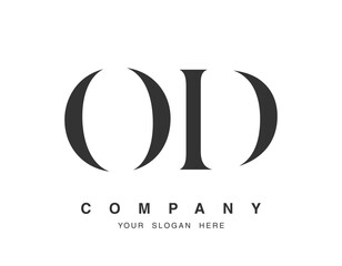 OD logo design. Initial letter o and d serif font style. Creative classic company name typography. Trendy logotype or identity.