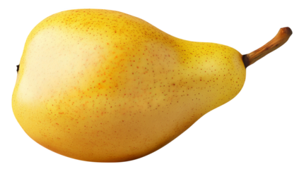 Reife gelbe Birne mit Stiel, freigestellt.