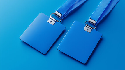 mockup Realistic display blue id card Lanyard