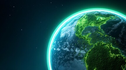 Glowing Earth with Green Energy Network Illustrating Sustainable Future