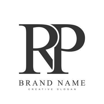RP trendy logotype template. Initial letter r and p classic font style. Creative logo for company name or identity.