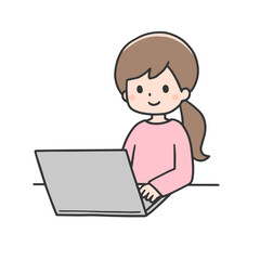 パソコンを操作する女性