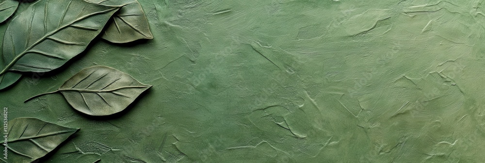 Poster textured leaf pattern with earthy tones on a green background ideal for sustainable design elements
