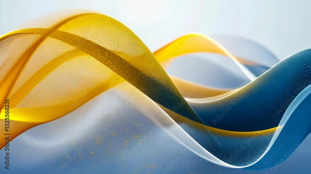 Aufkleber flowing yellow and blue abstract waves in dynamic motion across a serene background