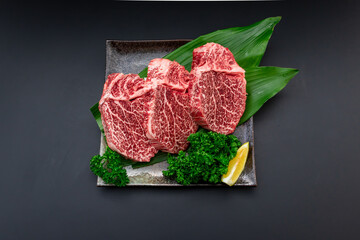 牛ヒレステーキ　俯瞰　Beef fillet steak, bird's-eye view