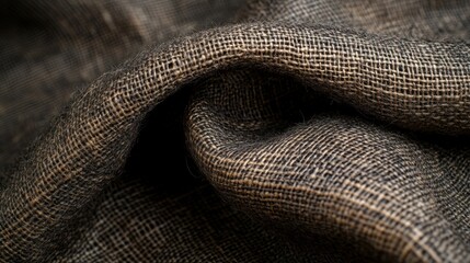 Fototapeta premium Closeup of Draped Dark Brown Linen Fabric