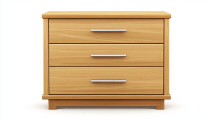 Elegant Wooden Three-Drawer Dresser Perfect for Home Furniture Catalogs, Showcasing Minimalist Design and Versatile Style on a Clean White Background.