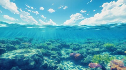 Obraz premium summer beach landscape anime background