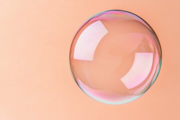 Mindful Living Simplicity Concepts. Clear soap bubble on a soft pastel background.