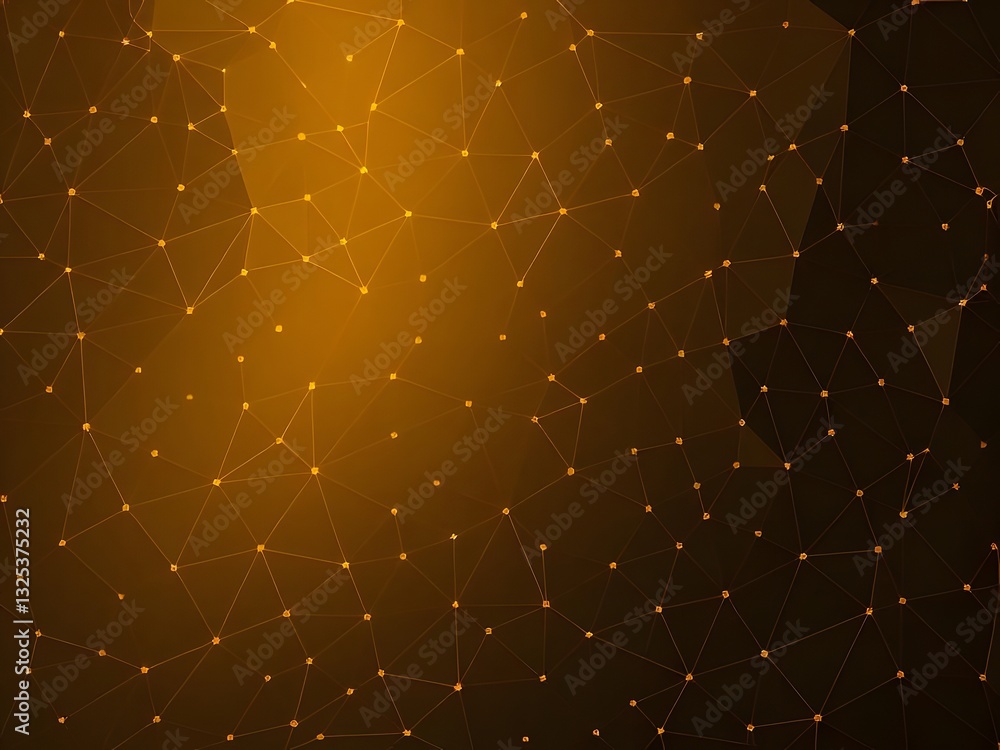 Poster abstract digital network connection background with gold glowing dots and lines, futuristic design, 