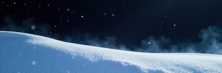 Fototapeta premium Soft white snow against an inky black canvas; a stark, ethereal glow , shine, design