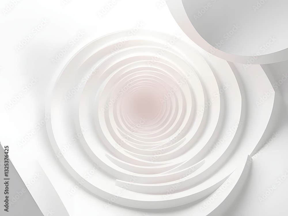 Fototapete Abstract white spiral tunnel design with soft light, modern architecture, futuristic 3D rendering, conceptual artwork.
