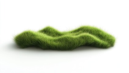 Fototapeta premium Wavy green grass tuft on white background, nature design element