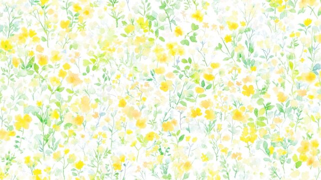 Watercolor yellow wildflowers meadow seamless pattern textile design