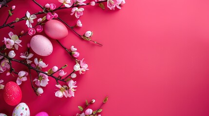 Easter: The Warm Rebirth Celebration against the Rose Red Background