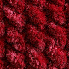 Fototapeta premium Deep red shaggy rug showcasing rich fiber and vintage plush carpet design