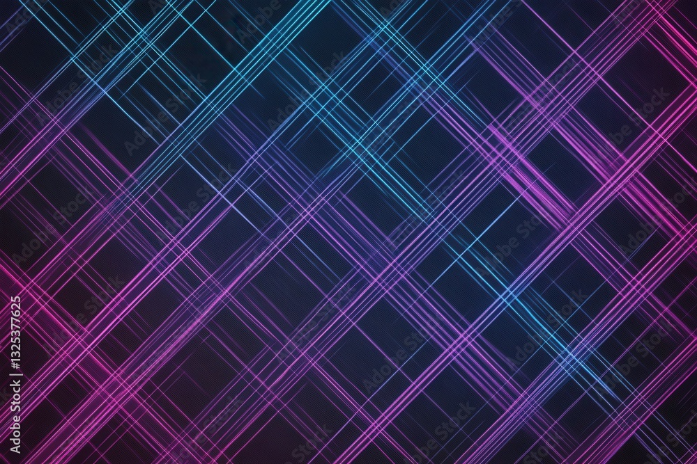 Poster Digital abstract pattern featuring glowing blue and purple lines with a subtle grid design in a modern and sleek style