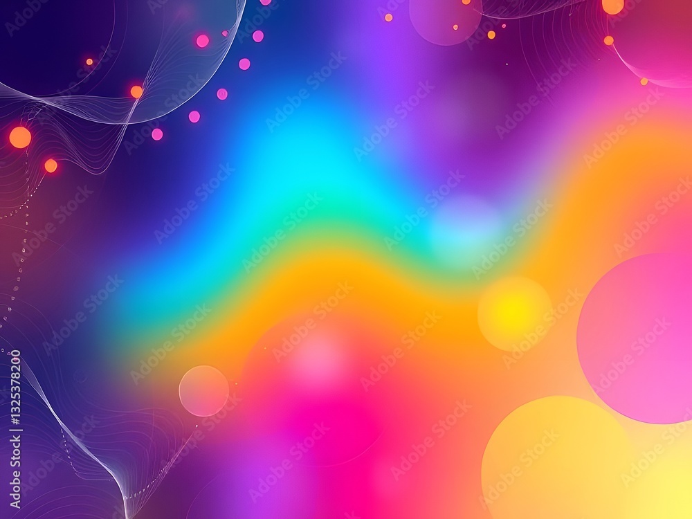 Poster abstract vibrant background with gradient colors, waves, and bokeh for design projects.