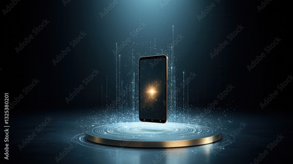 Poster a sleek and sophisticated smartphone displayed in a dramatic cinematic setting showcasing its premiu
