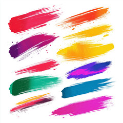 Set of colorful brush strokes isolated on a white background, vector illustration, flat design, digital art, brush stroke collection.