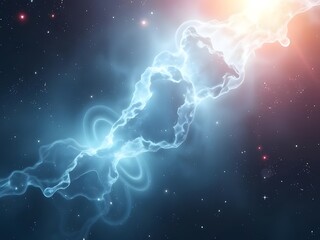 Obraz premium Abstract space scene with blue and orange nebula, stars, cosmos, galaxy background.