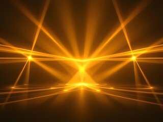 Abstract Golden Light Rays Background, Futuristic Energy, Stage Design, Laser Beams, Shiny Backdrop, Elegant Design.