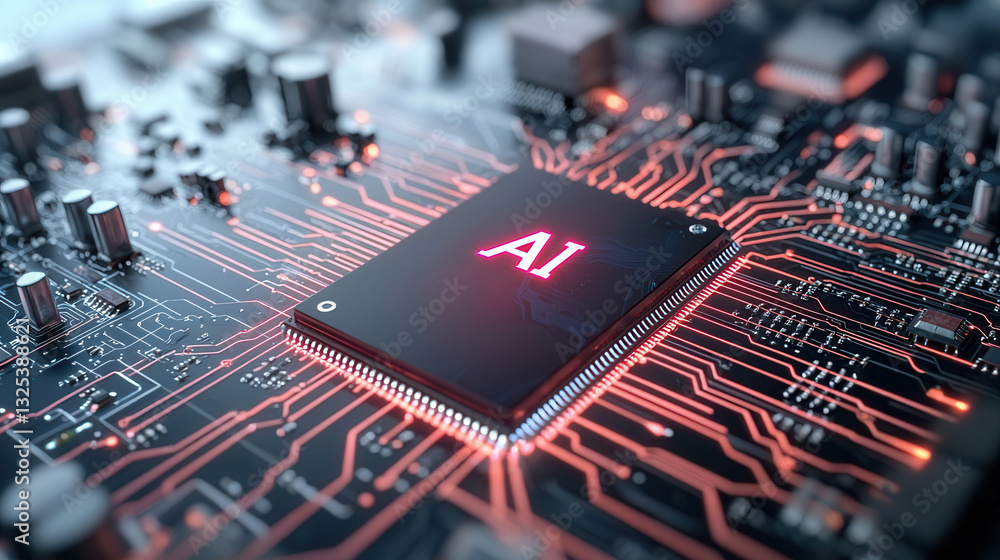 Poster a captivating image showcasing the intricate design and technology of a futuristic processor chip sy
