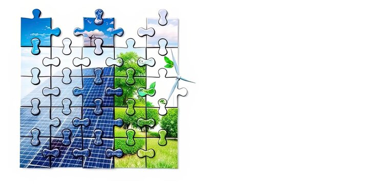 Green Energy Puzzle Solar Wind Nature Sustainability