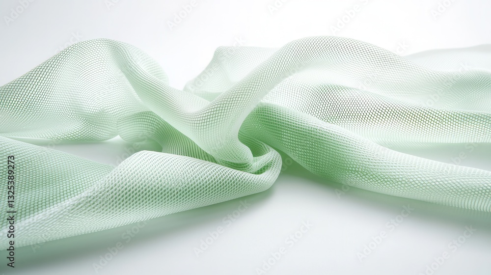 Poster a captivating ethereal display of sheer flowing green fabric with a delicate gossamer like texture