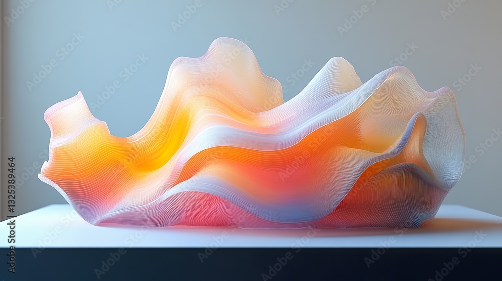 Poster abstract multi colored layered art piece with wavy structure