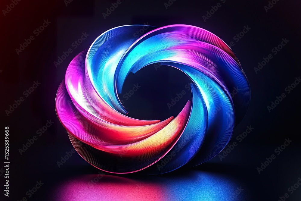 Poster abstract multicolored loop composed of twisted and curving bands