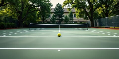 Tennis Court Green Surface Summer Day Outdoor Sport