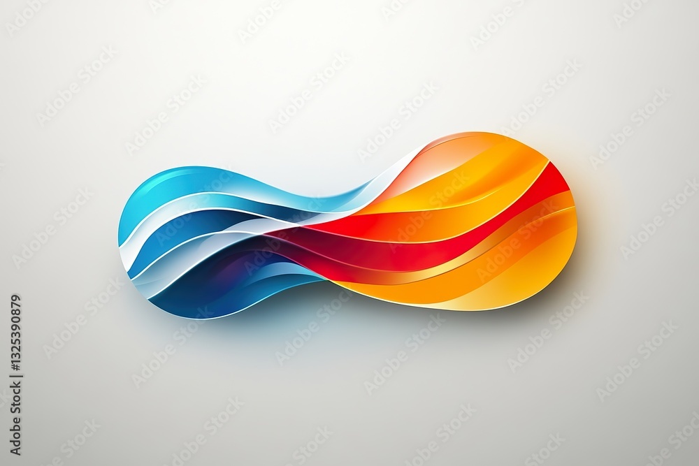 Poster a colorful abstract design representing curved flowing shapes on white
