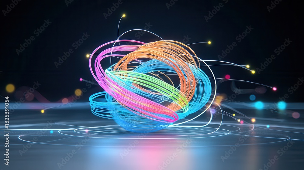 Poster a visually striking digital art composition showcasing a mesmerizing display of colorful abstract sh
