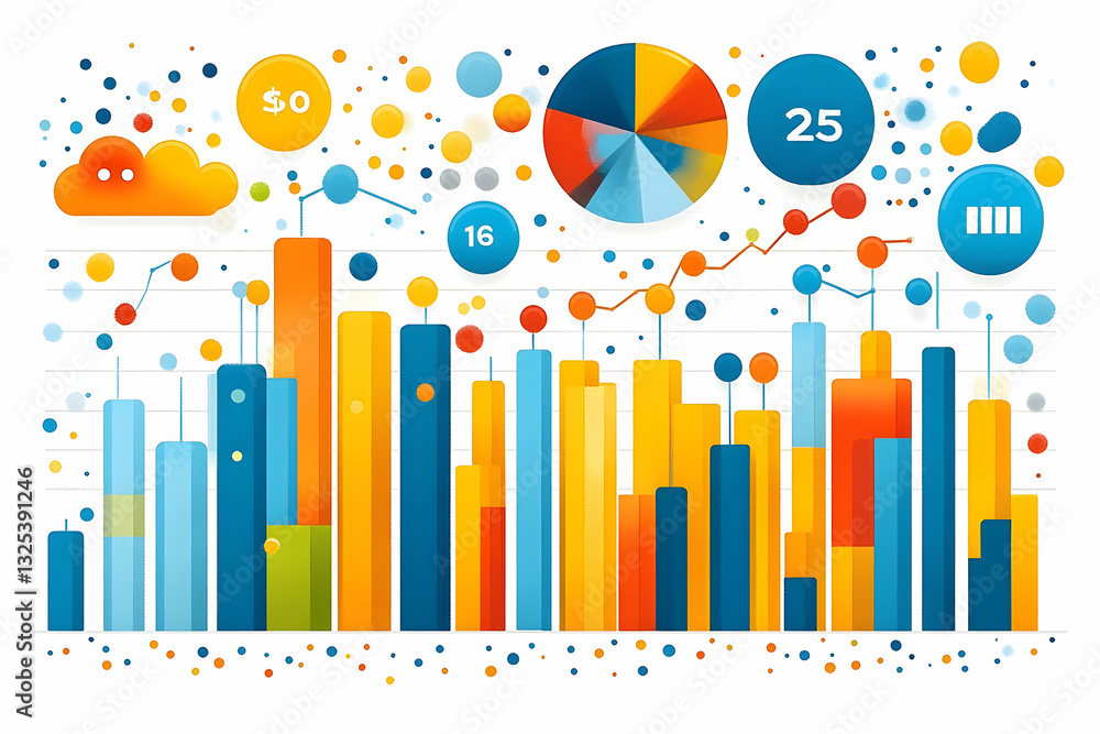 Poster colorful data visualization with various charts