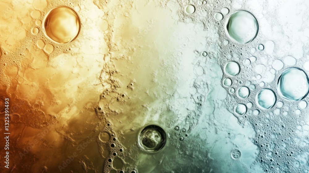 Poster abstract texture with bubbles and color gradients.