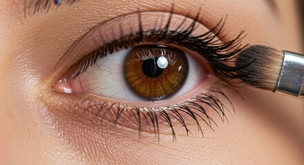 Obraz premium Woman applying eyeshadow makeup with brush