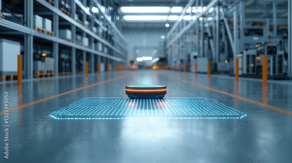 Poster a highly advanced automated warehouse optimized for efficiency and precision through the of digital 