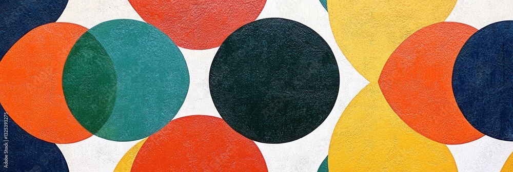 Poster Geometric pattern of interlocking circles featuring bold primary colors with a modern and vibrant design