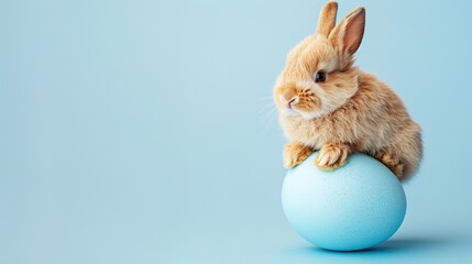 Easter Adorableness: A Fluffy Bunny's Blue Egg - Holding Delight