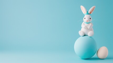 Easter Adorableness: A Fluffy Bunny's Blue Egg - Holding Delight
