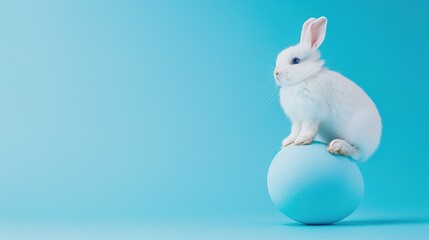 Easter Adorableness: A Fluffy Bunny's Blue Egg - Holding Delight