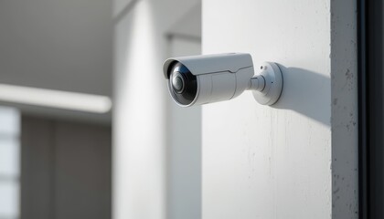 Security camera on building wall
