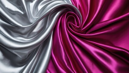 Obraz premium Curved shiny silver and wine-red satin in various lines.