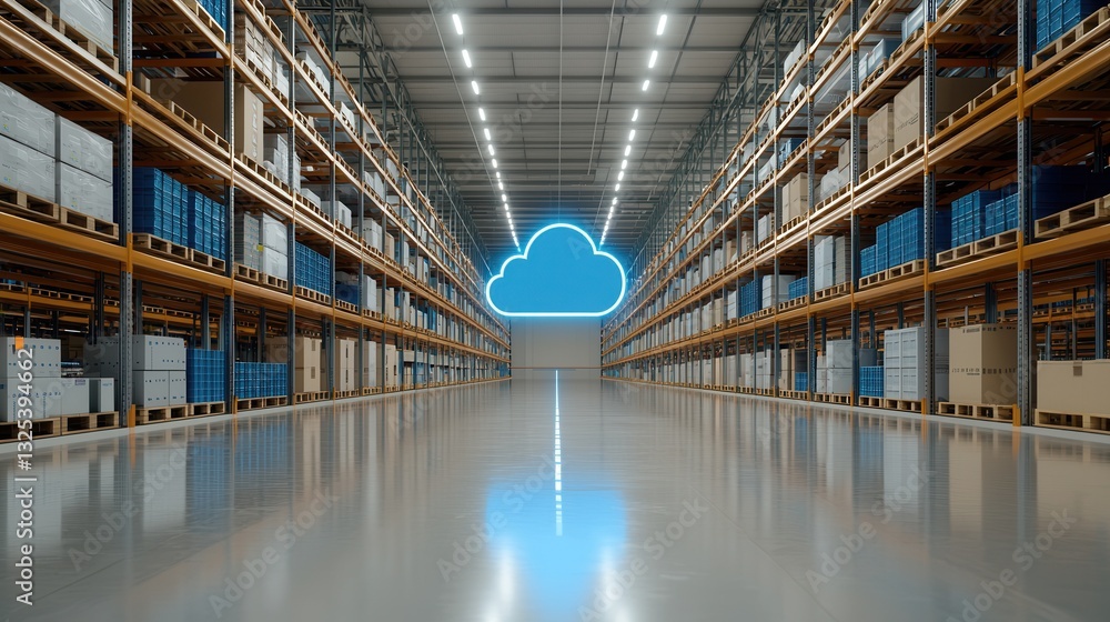 Aufkleber a modern and highly automated warehouse featuring wide aisles efficient lighting and integrated clou