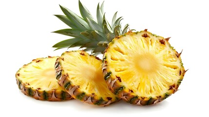 Sliced pineapple isolated on white