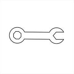 Vector Outline of a Wrench Icon – Simple Mechanical Tool
,kunci 